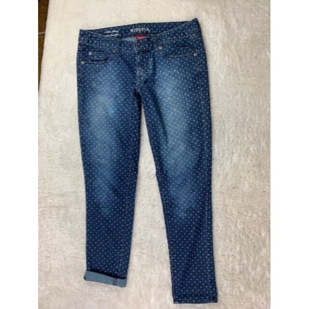 Merona Size 6 Womens Jeans Ankle Skinny Fit 3 Polka Dot Stretch Low Rise